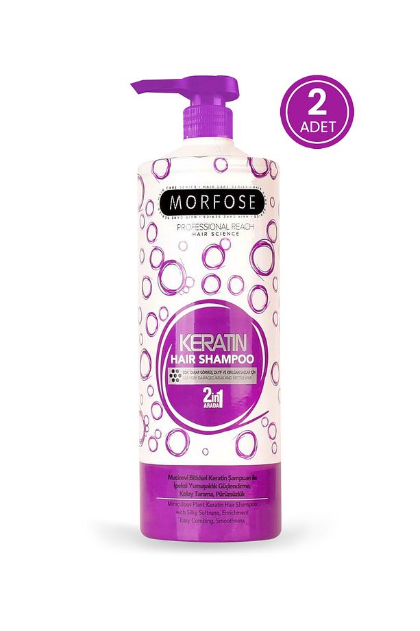 Keratin Içeren 2si 1 Arada Çok Zarar Görmüş Zayıf Kırılgan Saçlar Için Şampuan 2x1000ml - 1
