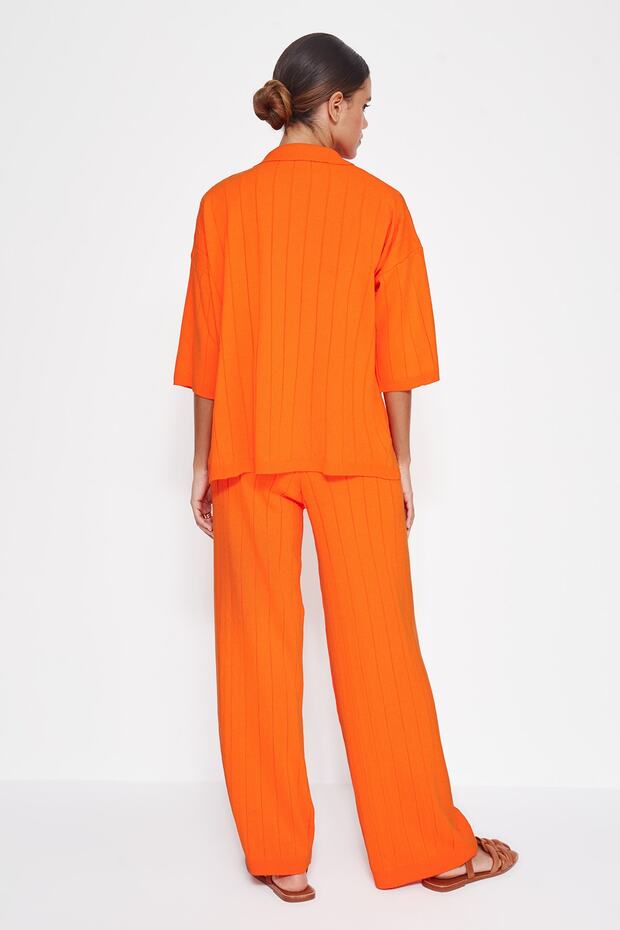 Pomarańczowy podstawowy zestaw wierzchni i dolny z dzianiny sztruksowej TWOSS23AU00029 - 6