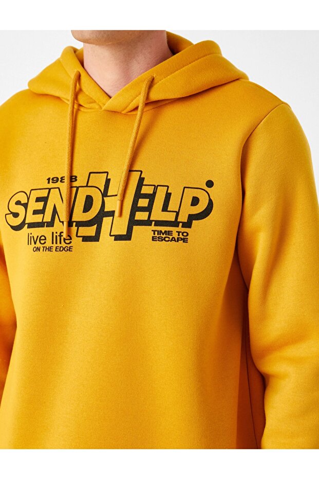 Baskılı Kapşonlu Sweatshirt - 5