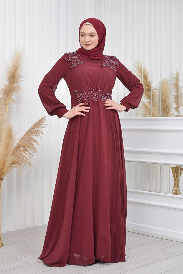 Güpürlü Şifon Abiye-cavide Model - 4
