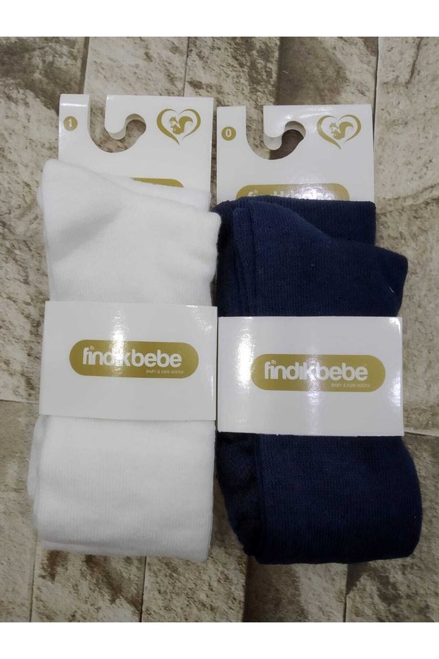 Newborn Baby Pantyhose Cream-navy blue Set of 2