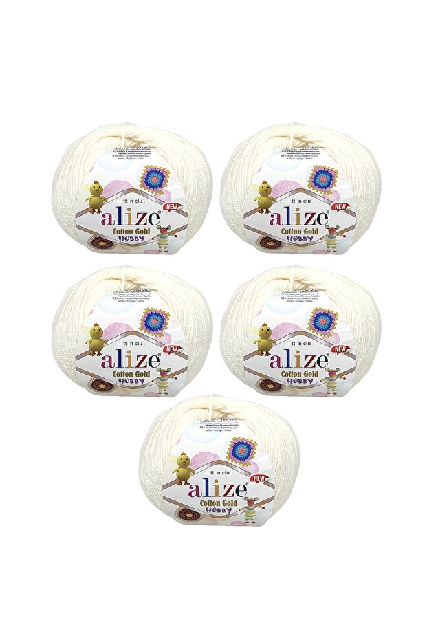 Cotton Gold Hobby New 5-Pack - 5X50 Gr. Color: 62 Light Cream