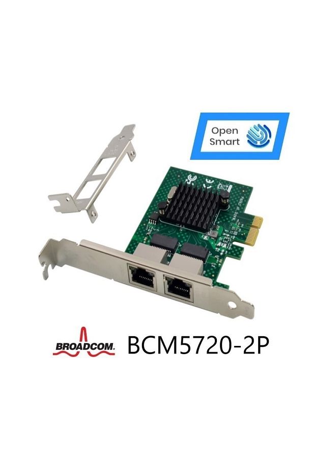 2 Port Broadcom Bcm5720-2p 1gbe Pcıe X1 Ethernet Kart - Ops7287bcm Uyumlu - 1