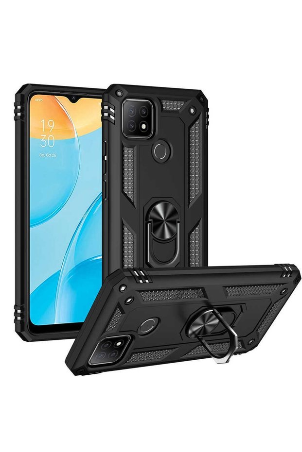 Oppo A15S Case Zore Vega Tank Ring Stand Cover