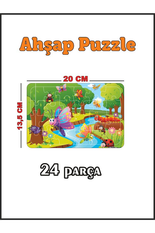 Puzzle 24 Parçalı Ahşap 4 Adet Puzzle - 2
