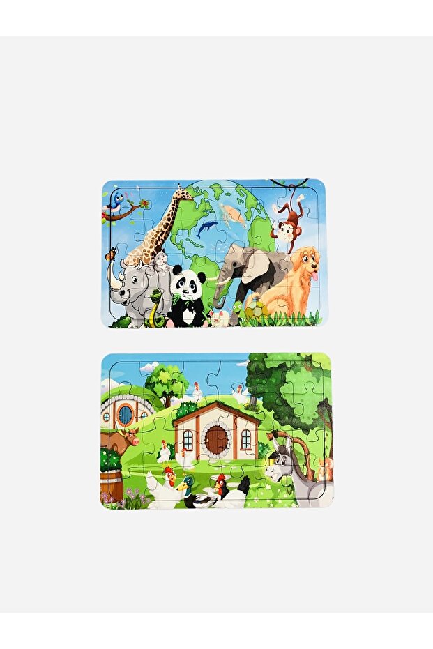 Ahşap 24 Parçalı 2 Adet Puzzle P-6 - 1