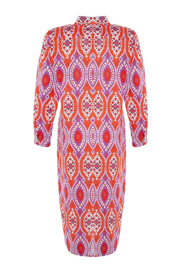 Etnik Desenli Dokuma %100 Pamuk Midi Plaj Kimono&Kaftan TBESS20KM0017 - 8
