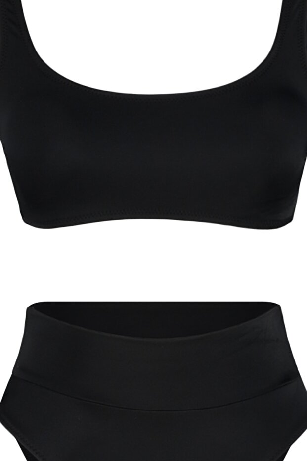 Siyah Bralette Yüksek Bel Regular Basic Bikini Takımı TBESS22BT0010 - 6