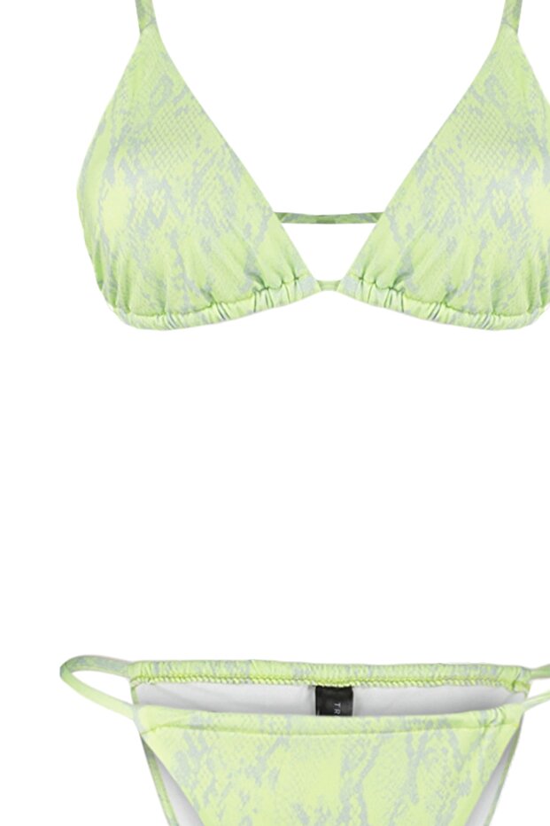 Yılan Desenli Tünelli Üçgen Kaplı Brazilian Düşük Bel Bikini Takımı TBESS22BT0046 - 7