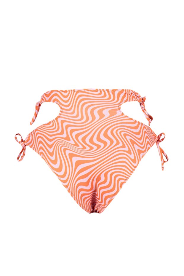 Soyut Desenli Cut Out Detaylı Yüksek Bel Normal Paça Bikini Altı TBESS23BA00048 - 8