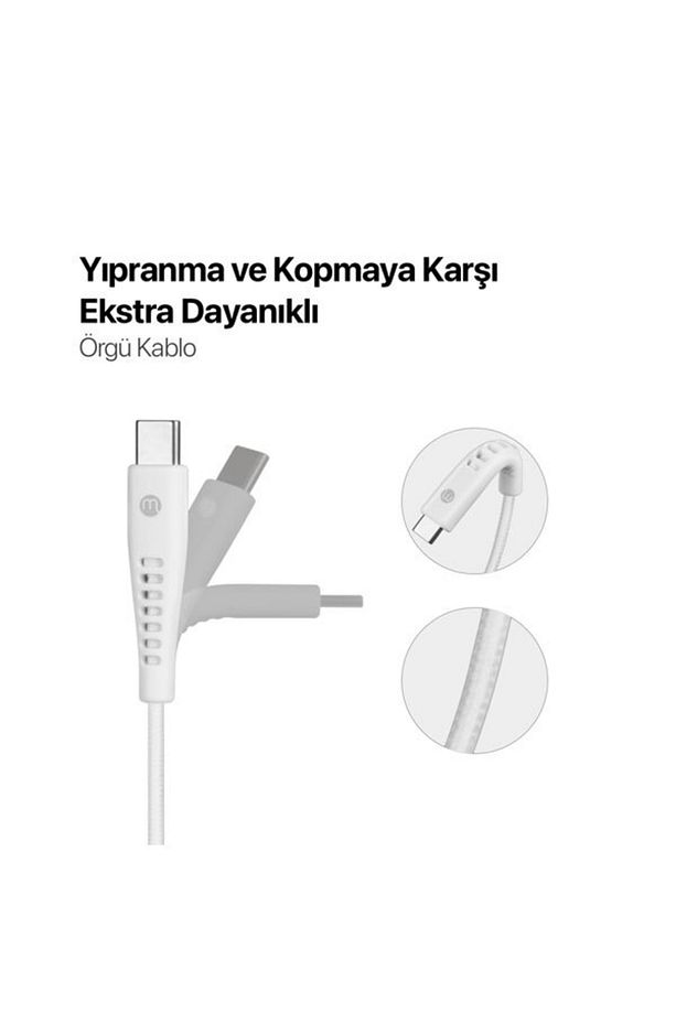 Ekstra Dayanıklı ve Uzun 200cm USB-A-USB-C 2A 480Mbps Veri Transfer Hızlı Şarj Kablosu - 4