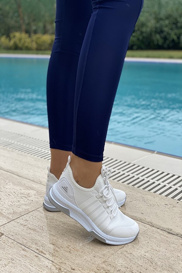 İnan Ayakkabı Unisex Beyaz Triko Sneaker Spor Ayakkabı In-sports