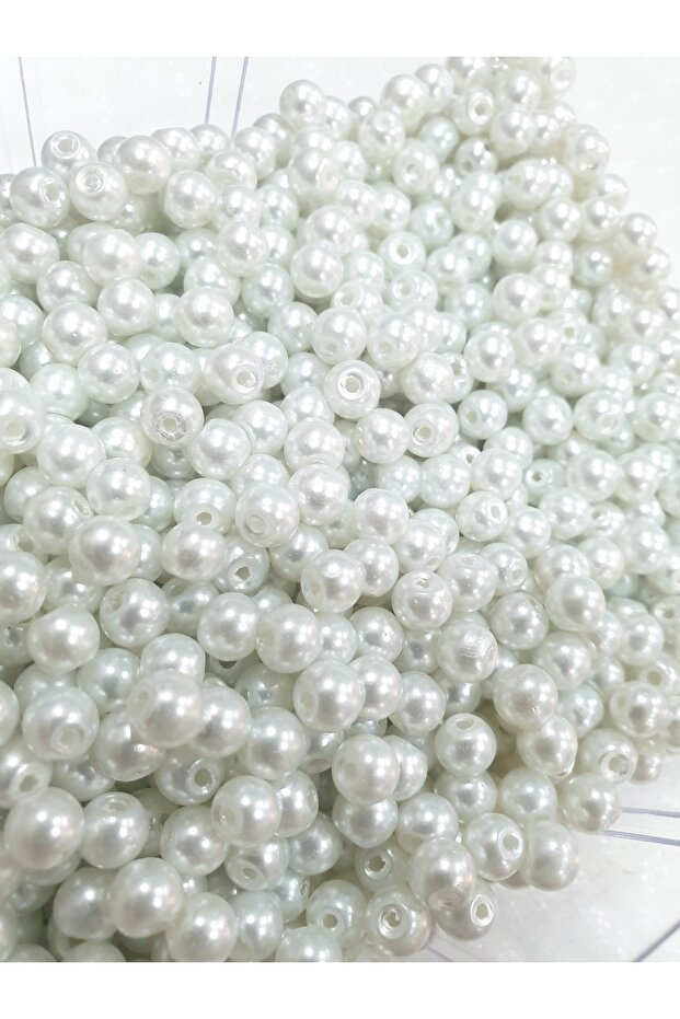 6mm Luxury White Perforated Glass Pearl (100GR - 350AD)
