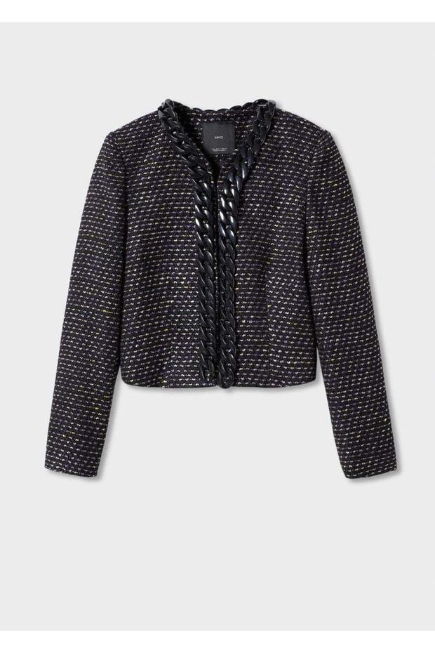 Chain Detailed Tweed Jacket - 3