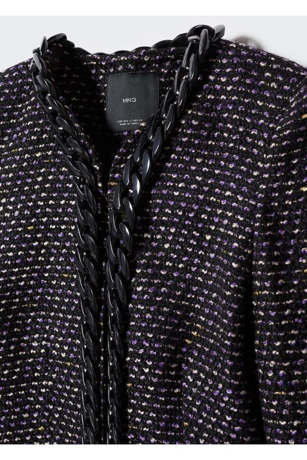 Chain Detailed Tweed Jacket - 8