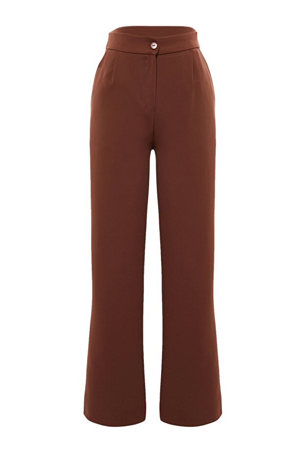 Kahverengi Wide Leg/Geniş Paça Dokuma Kumaş Pantolon TWOAW22PL0139 - 5