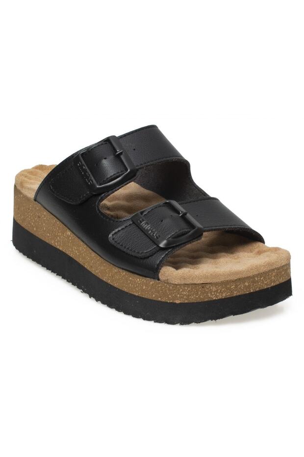 33235Z Recast Double Band Black Women's Slippers