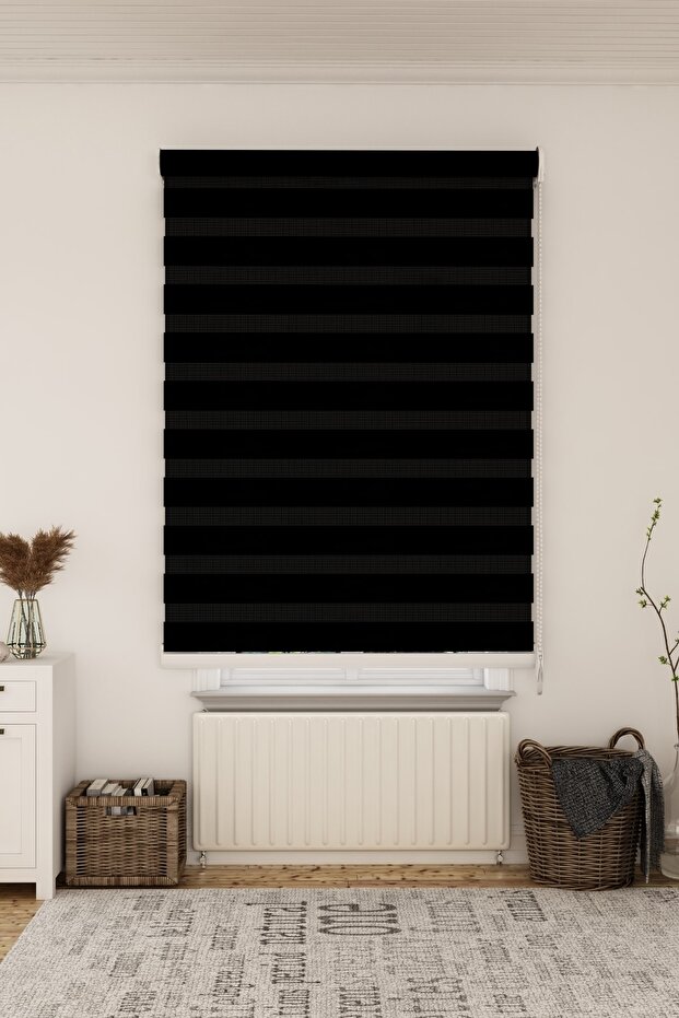 Siyah Bambu Zebra Perde - 3