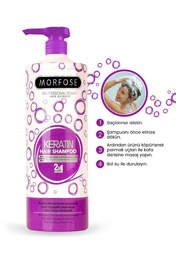 Keratin Içeren 2si 1 Arada Çok Zarar Görmüş Zayıf Kırılgan Saçlar Için Şampuan 2x1000ml - 3