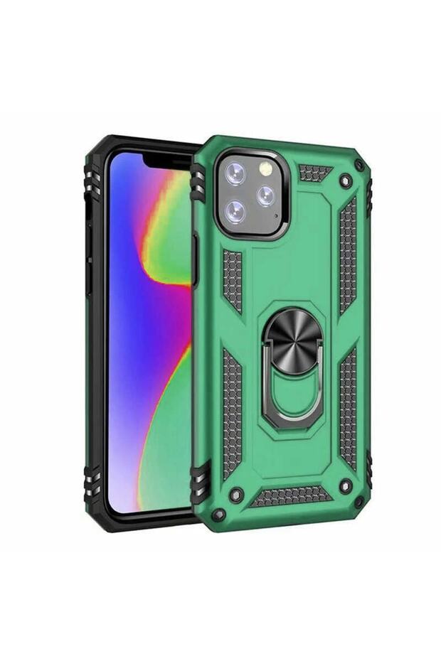 Apple iPhone 11 Pro Max Case Zore Vega Tank Ring Stand Cover
