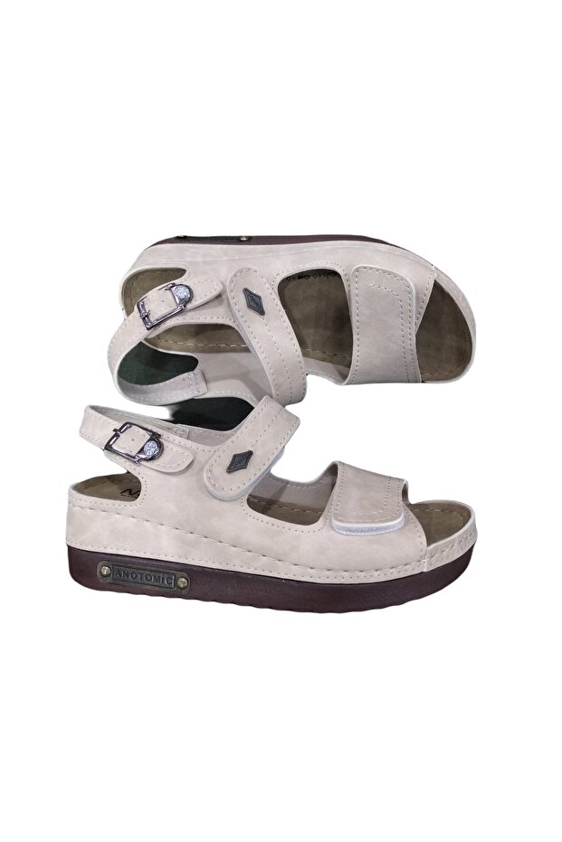 3014 -07 Comfort Wedge Sole Women's Sandals {Matt Beige}