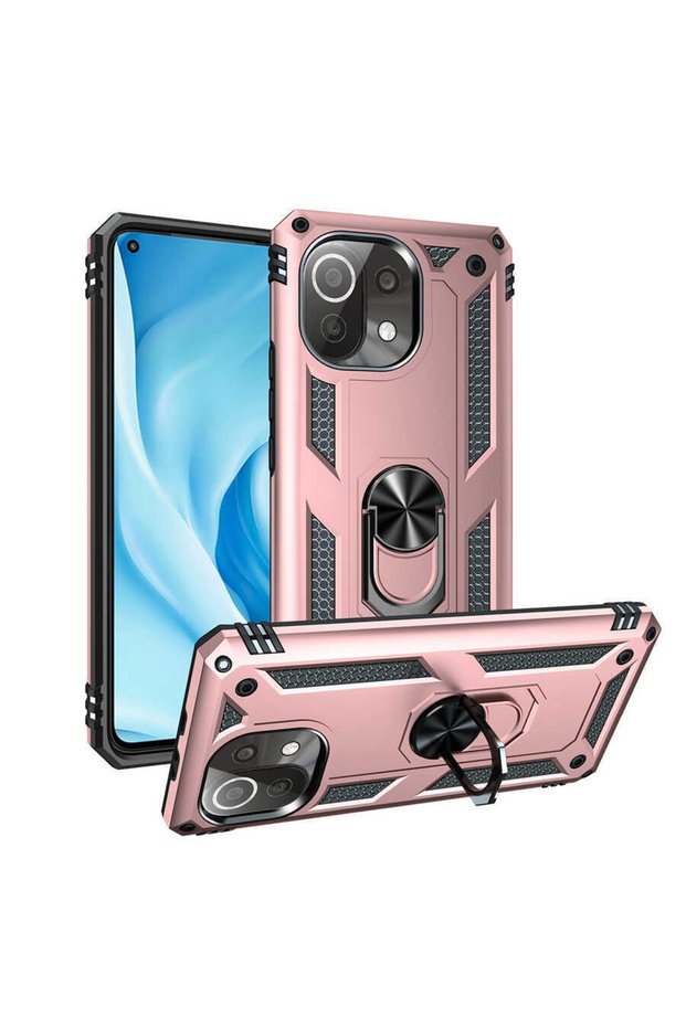 Xiaomi Mi 11 Lite Case Zore Vega Tank Cover with Ring Stand