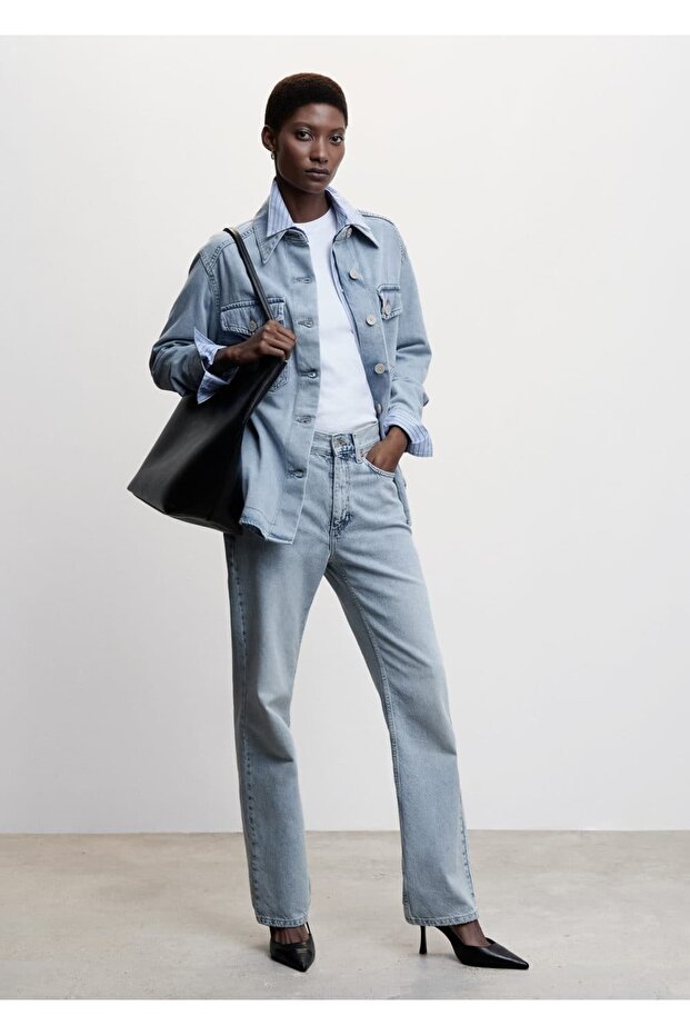 Oversize Denim Gömlek Ceket - 2