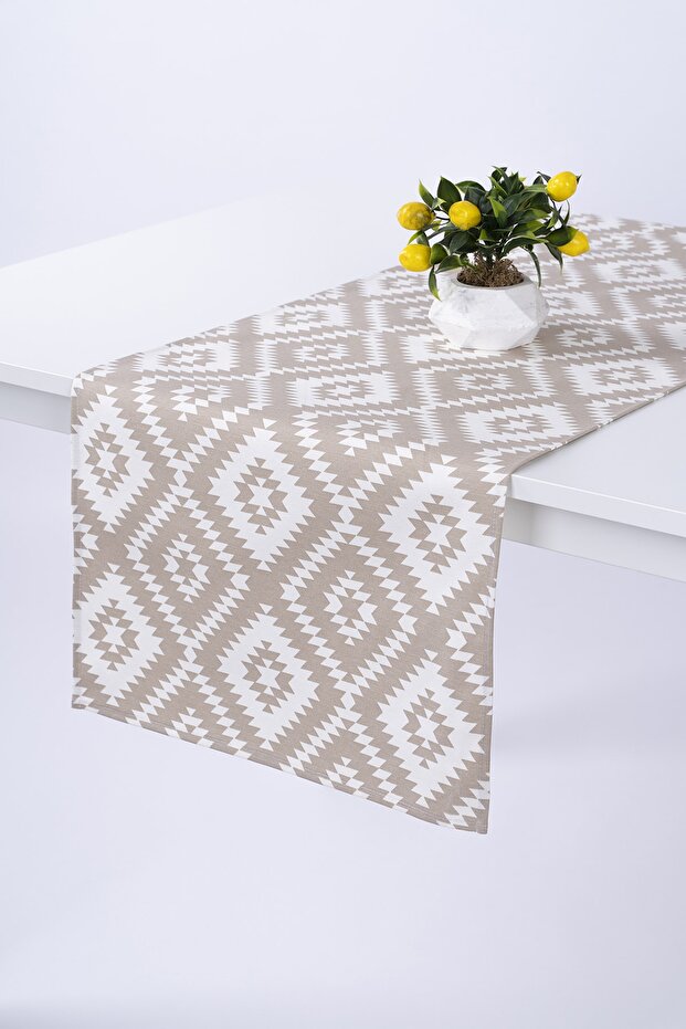 Special Luxury Runner Stain Resistant Water Repellent Special Fabric Checkered Beige Runner1020