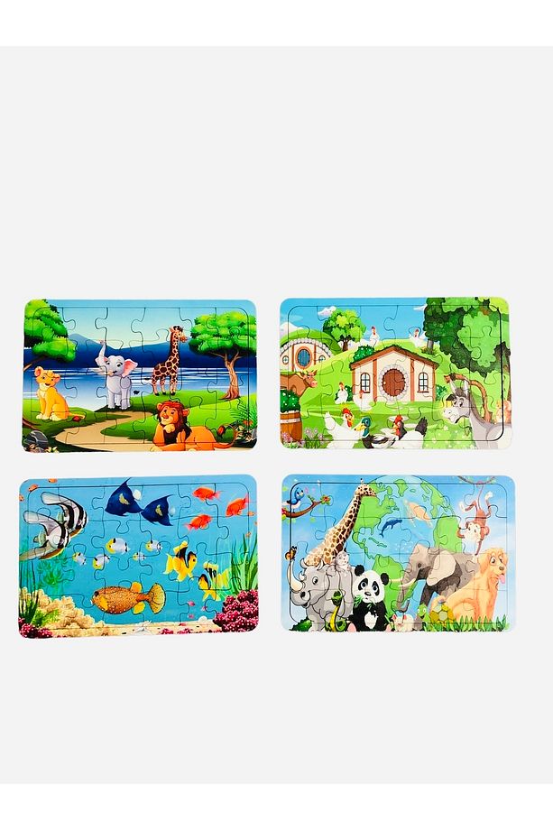Ahşap Puzzle 24 Parçalı 4 Adet Puzzle - 1