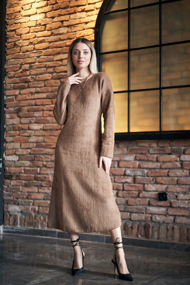 Kahve Renk Yün Elbise - 2