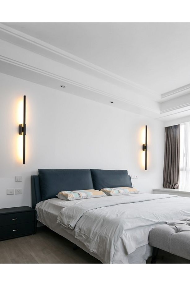 Modern Dekoratif Çubuk Led Duvar Aplik 70 Cm Siyah Oval Profil (dikdörtgen Rozanslı) - 5