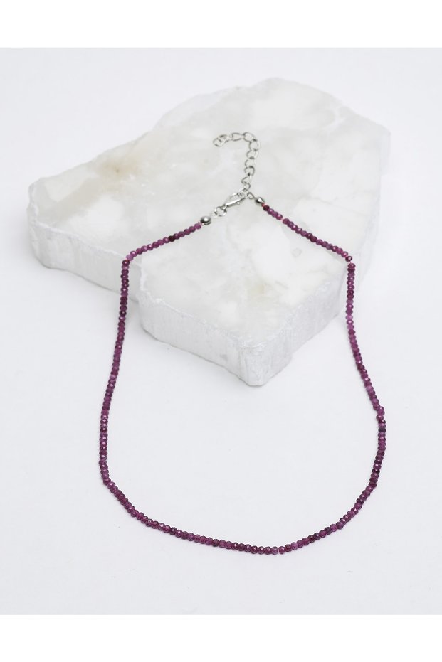 Ruby Washer Model 2x3 Mm Facet Cut Natural Stone Necklace