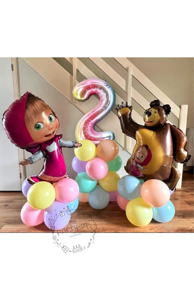 Licensed Large Size Tongs With Big Bear Balloon Set Tongs Balloon And 100cm Rainbow Number Balloon