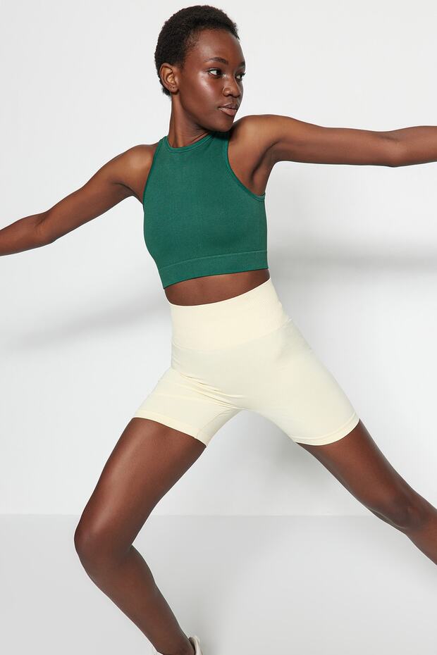 Biustonosz sportowy Duck Head Green Seamless/Ribrated and Light Support z dzianiny Twoss21Ss0024 - 2