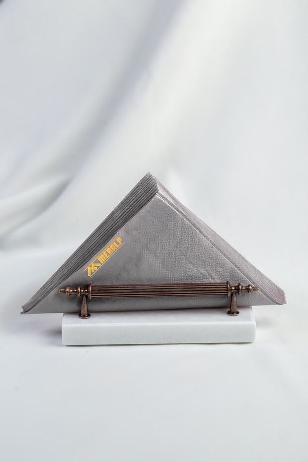 Napkin Holder Hagia Sophia Gold Real Marble, Metal Profile Handle