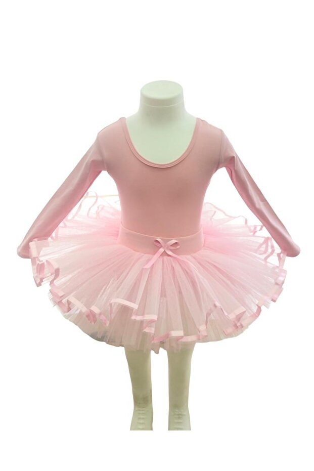 Pink Long Sleeve Back Cross & Tutu Skirt