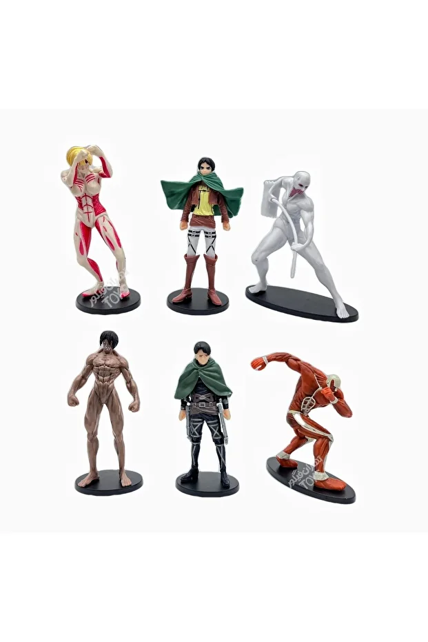 Attack On Titans Bertholdt Hoover / Levi / Annie / The Warhammer / Eren Yeager Figür Seti 10 Cm 6'lı - 1