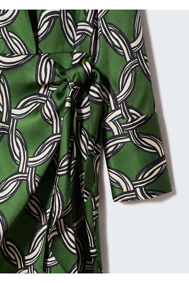 Desenli Gömlek Elbise - 5