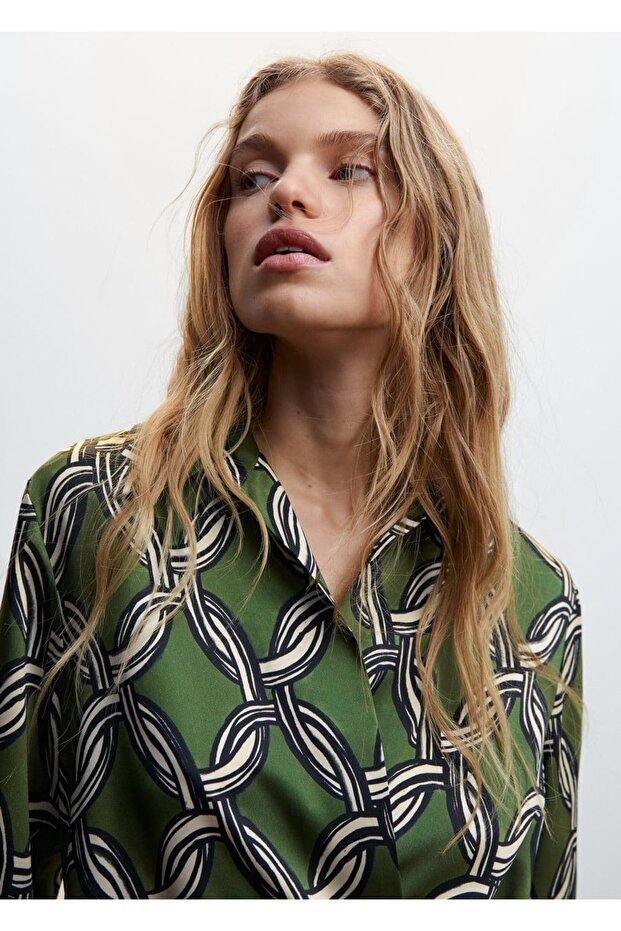 Desenli Gömlek Elbise - 6