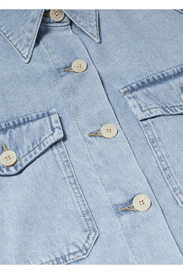 Oversize Denim Gömlek Ceket - 6