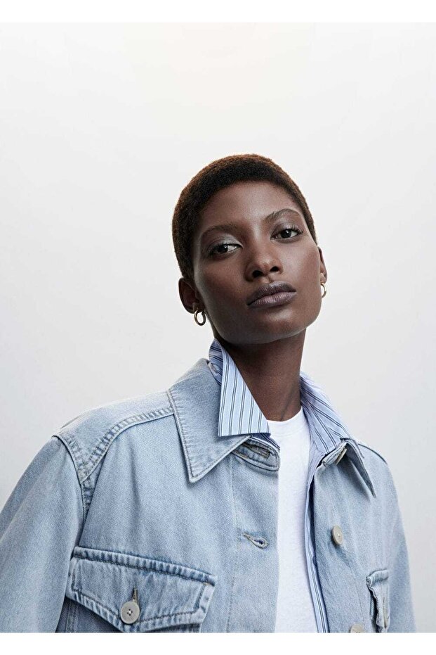 Oversize Denim Gömlek Ceket - 8