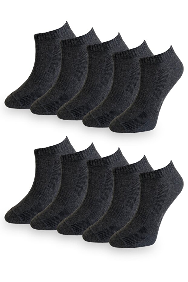 Cotton Short Socks Dark Gray 10pcs