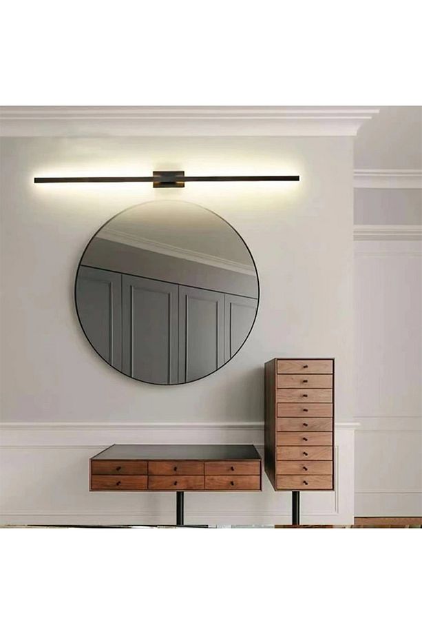 Modern Dekoratif Çubuk Led Duvar Aplik 70 Cm Siyah Oval Profil (dikdörtgen Rozanslı) - 7