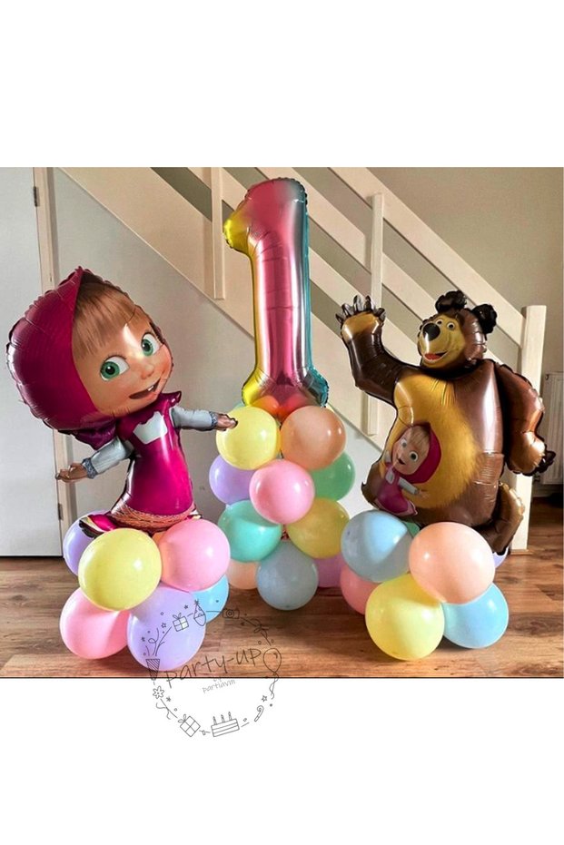Licensed Large Size Tongs With Big Bear Balloon Set Tongs Balloon And 100cm Rainbow Number Balloon