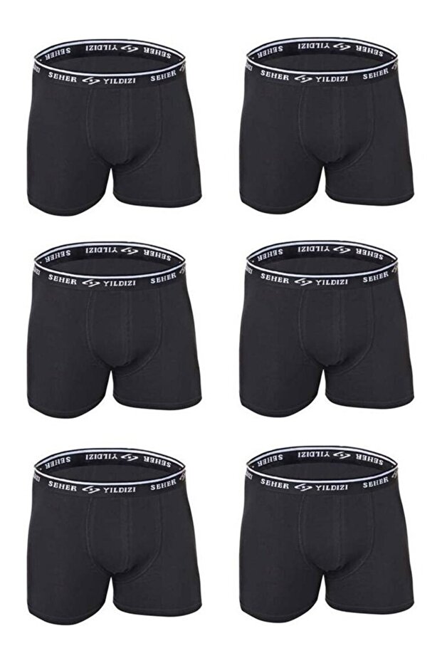 YILDIZ عبوة من 6 قطع من ملابس داخلية رجالية من الليكرا والياف لدنة باللون الأسود-BLACK-2XL