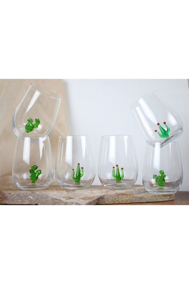 Kaktüs Figürlü Su Bardağı 6 Lı  Set - 1