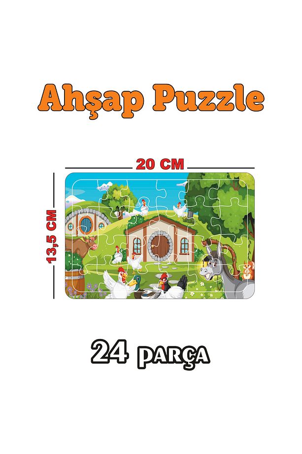Ahşap Puzzle 24 Parçalı 4 Adet Puzzle - 2