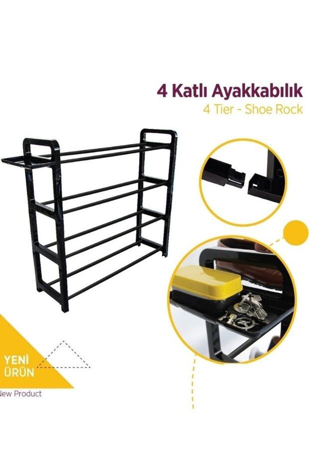 2 Li Pratik Ayakkabılık Seti (1 Er Adet Ayakkabılık, Ayakkabı Tepsisi) - 3