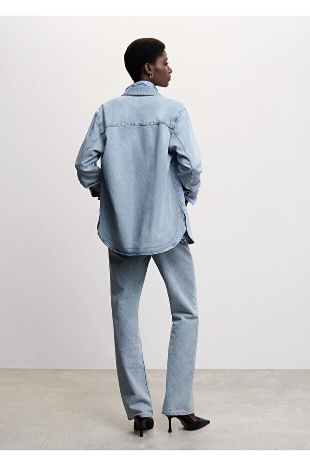 Oversize Denim Gömlek Ceket - 4
