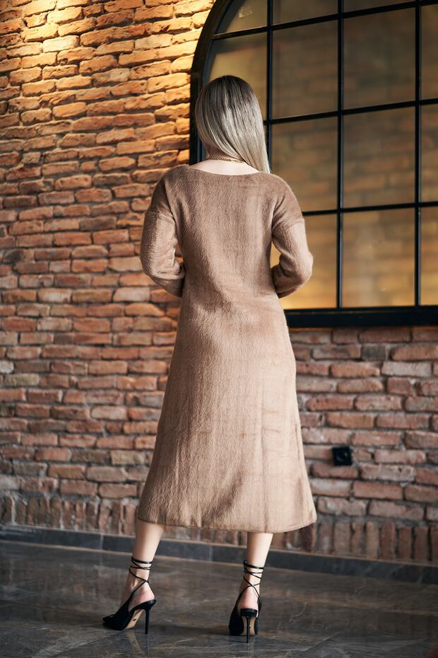 Kahve Renk Yün Elbise - 5